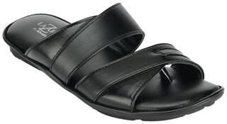 Khadim's Lazard Mens Black Faux Leather Sandals