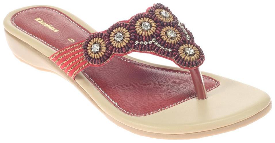 

Khadim s Women Maroon T-Strap Flats