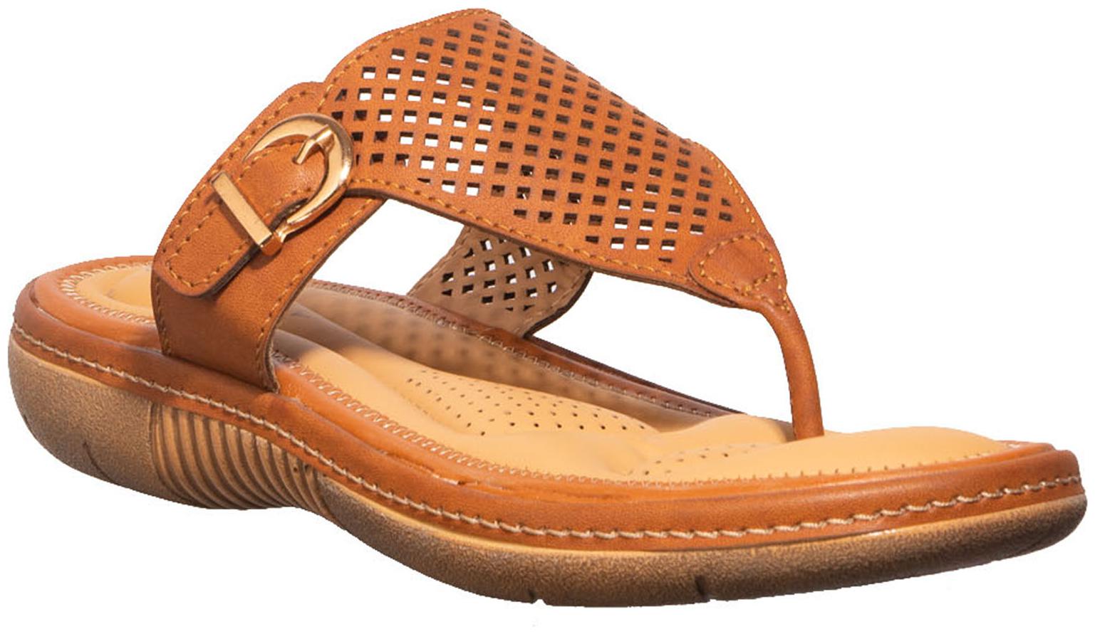 

Khadim s Women Brown T-Strap Flats