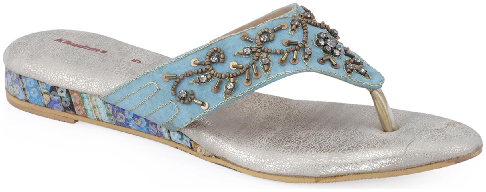 

Khadim s Women Blue T-Strap Flats