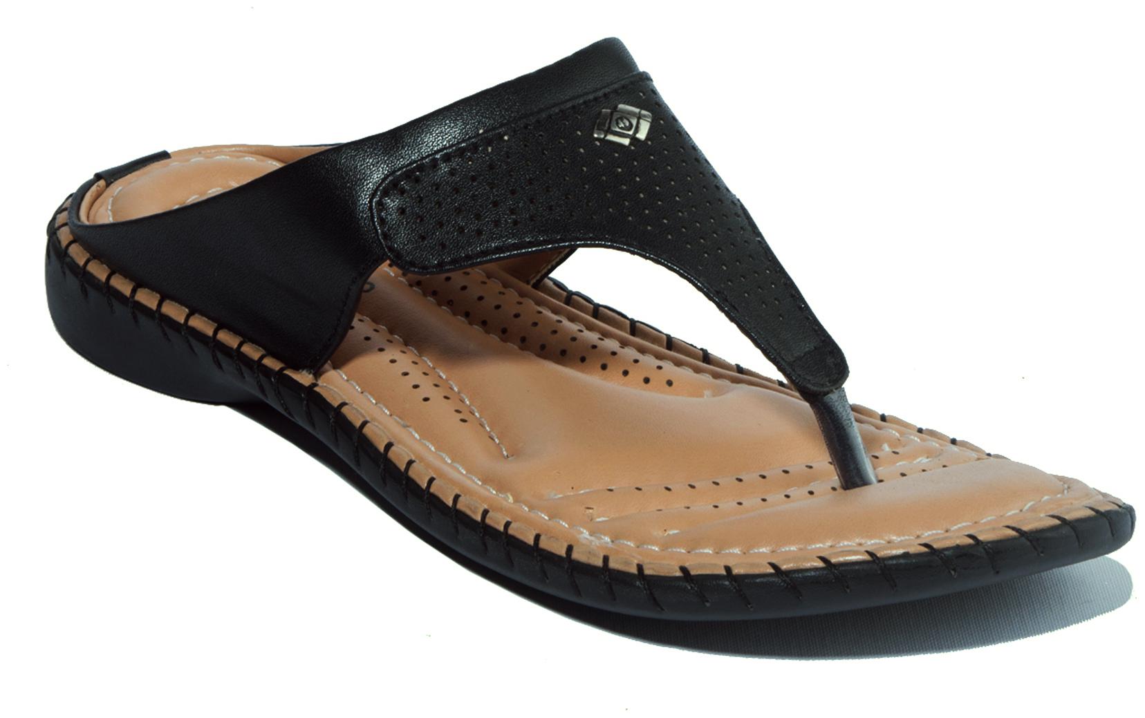 

Khadim s Women Black T-Strap Flats