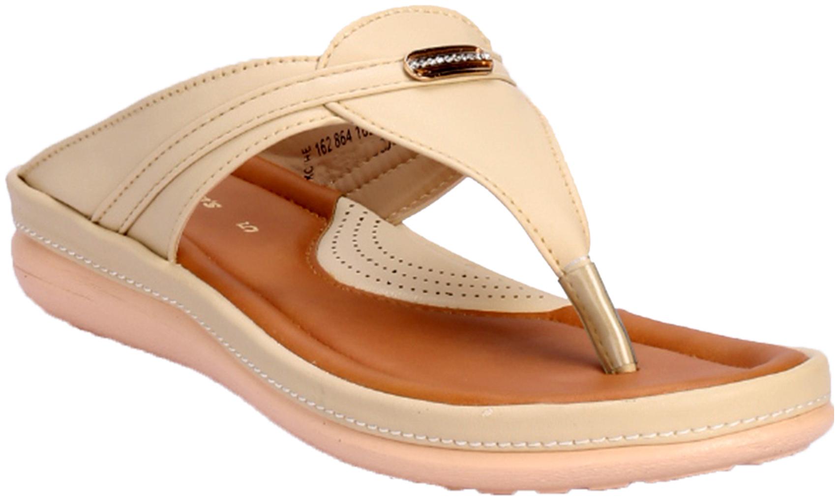

Khadim s Women Beige T-Strap Flats