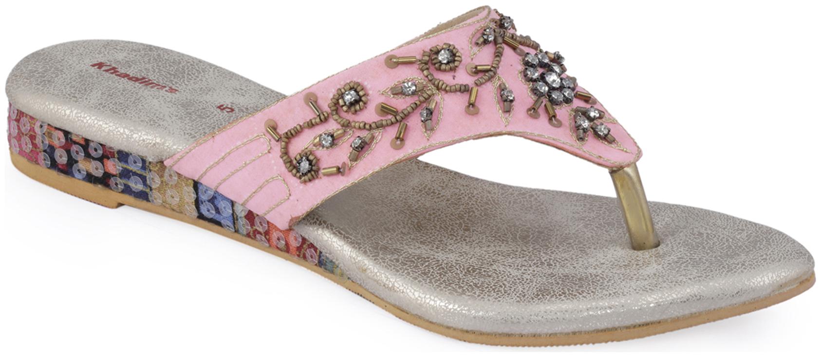 

Khadim s Women Pink T-Strap Flats