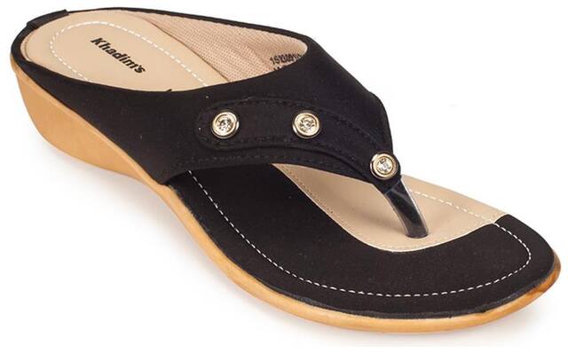 Khadim's T-Strap Flats For Women ( Black )