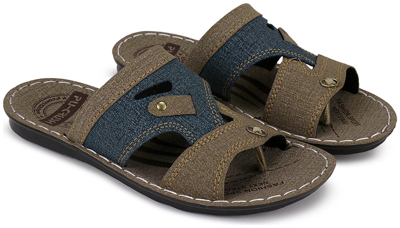 

Kinax Men s Brown Blue Slippers