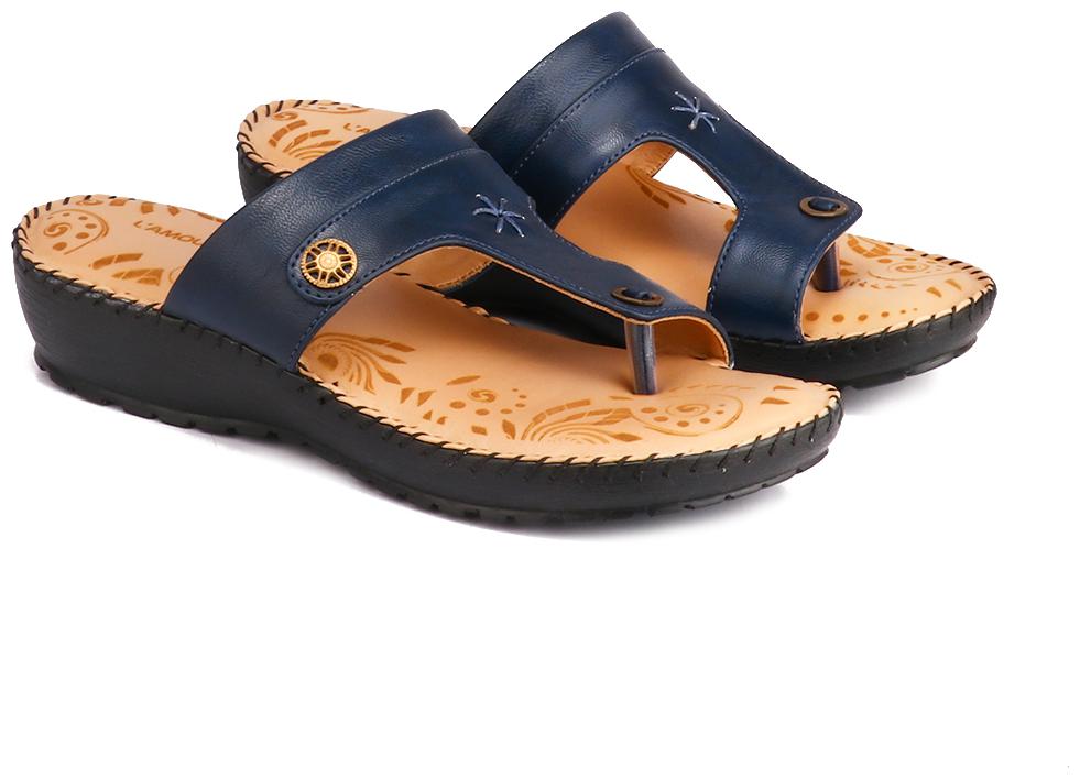 

L AMOURE Women Blue One Toe Flats
