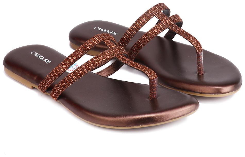 

L AMOURE Women Copper One Toe Flats