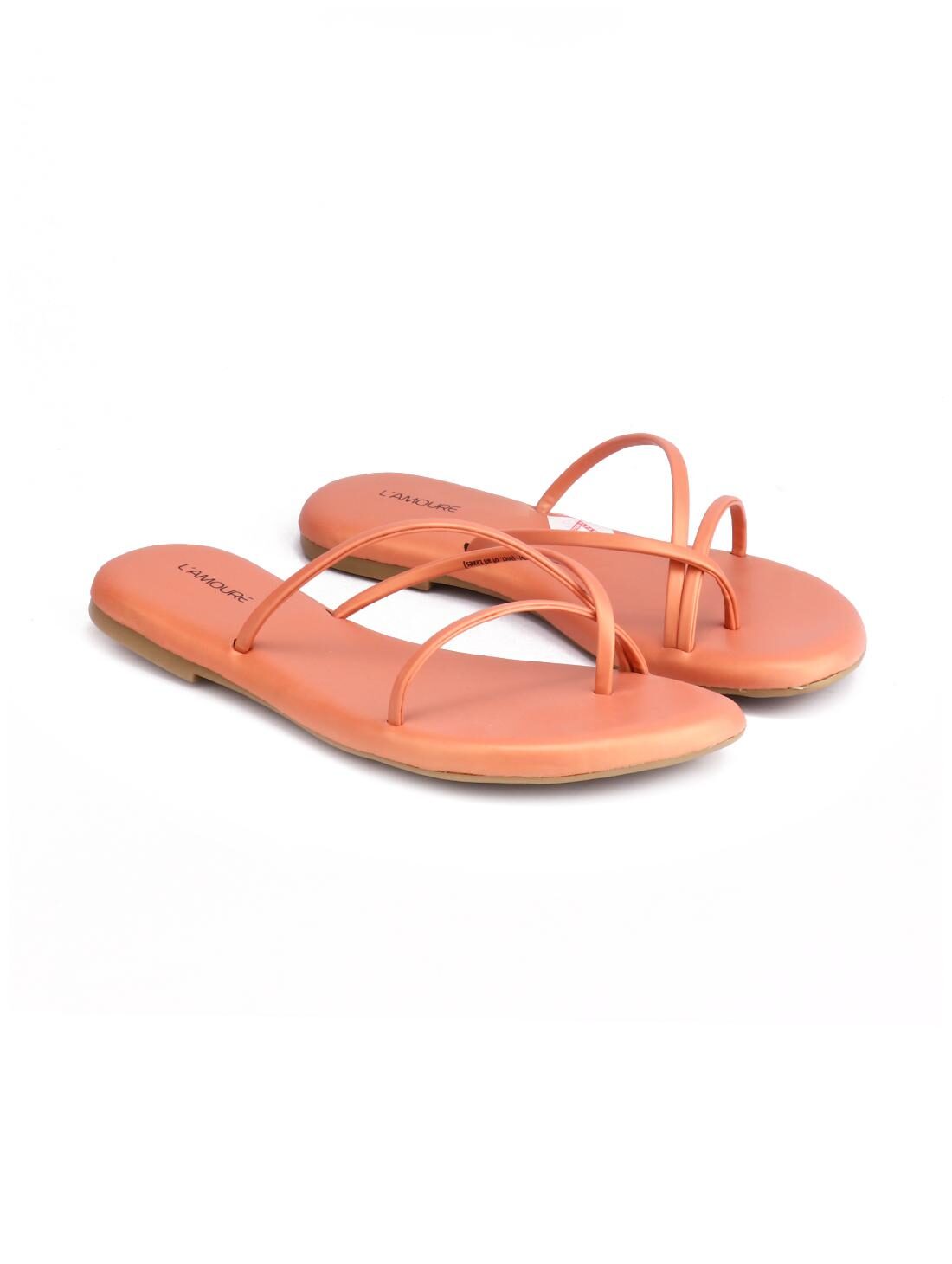 

L AMOURE Women Orange One Toe Flats