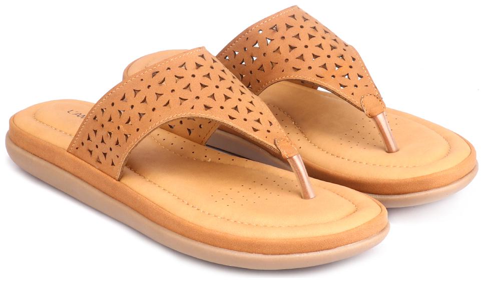 

L AMOURE Women Tan One Toe Flats