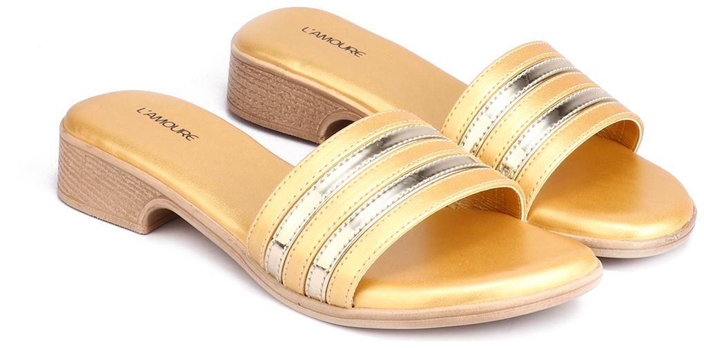 

L AMOURE Women Gold Pumps