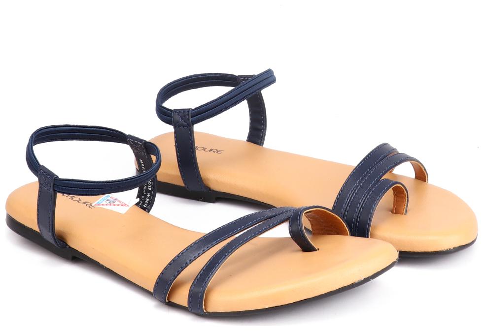 

L AMOURE Women Blue One Toe Flats
