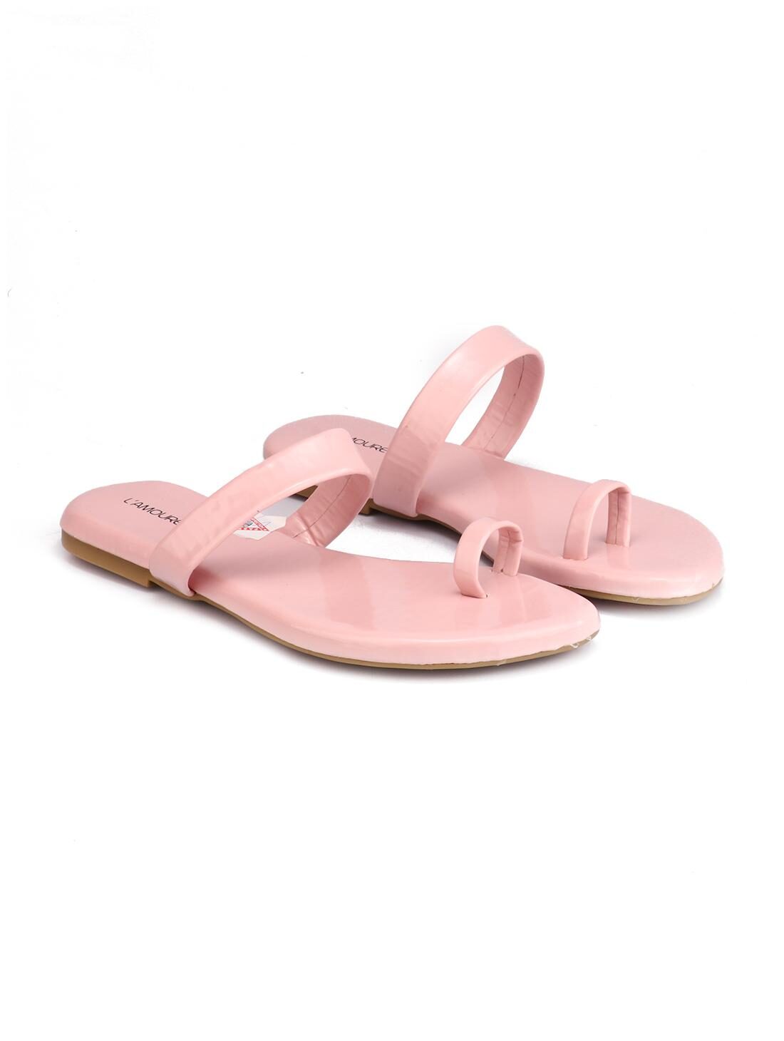 

L AMOURE Women Pink One Toe Flats
