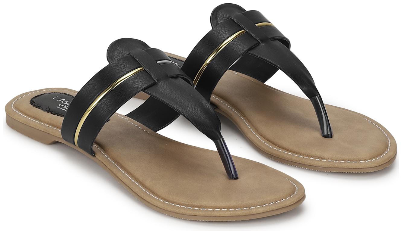 

L AMOURE Women Black One Toe Flats