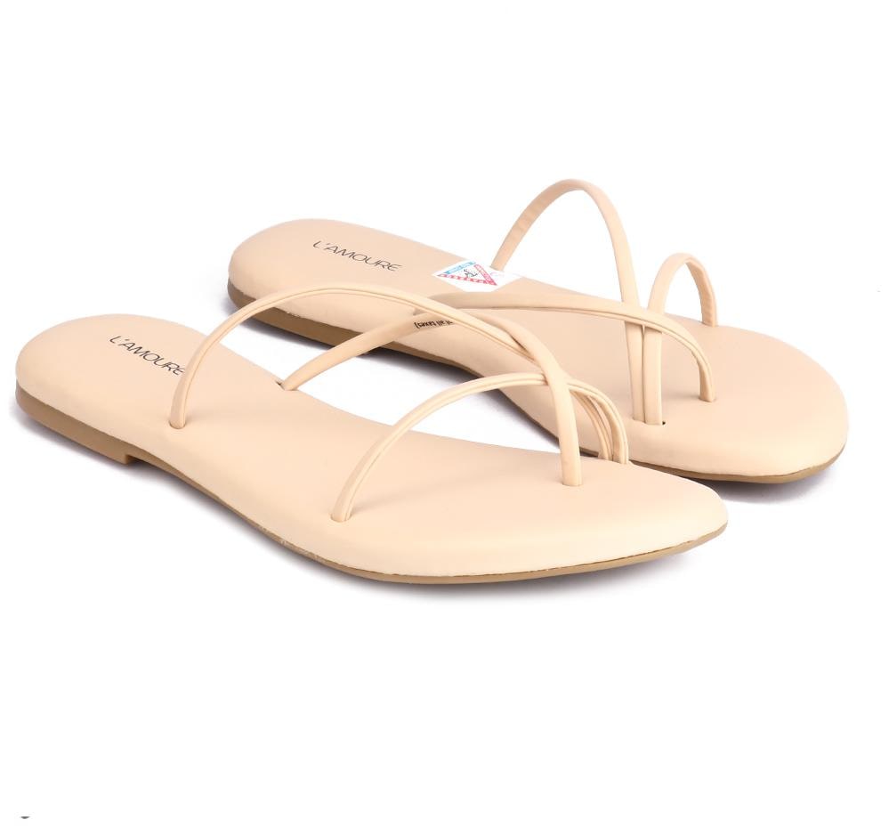 

L AMOURE Women Orange One Toe Flats