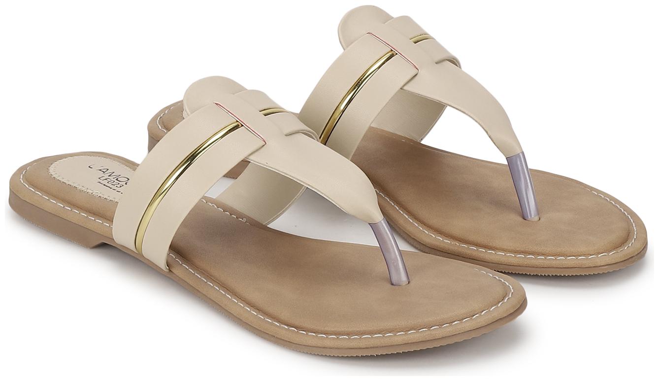 

L AMOURE Women Beige One Toe Flats