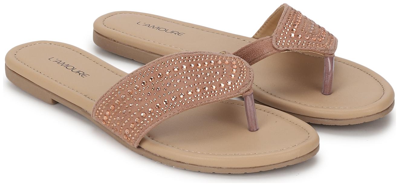 

L AMOURE Women Pink One Toe Flats
