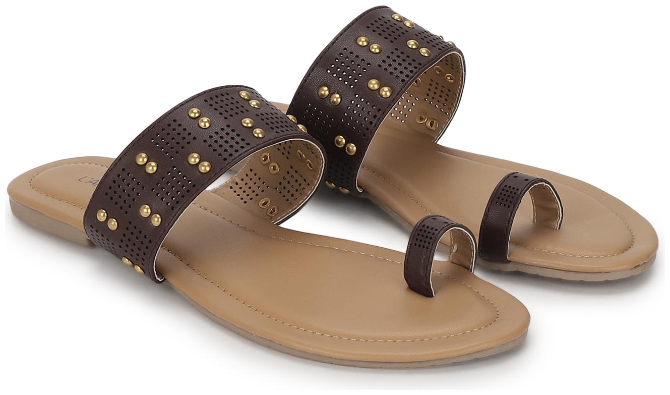 

L AMOURE Women Brown One Toe Flats