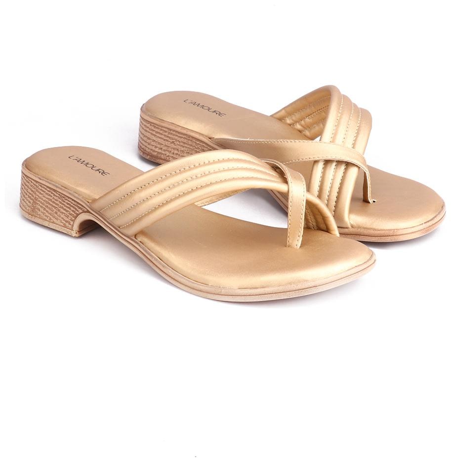 

L AMOURE Women Gold Pumps
