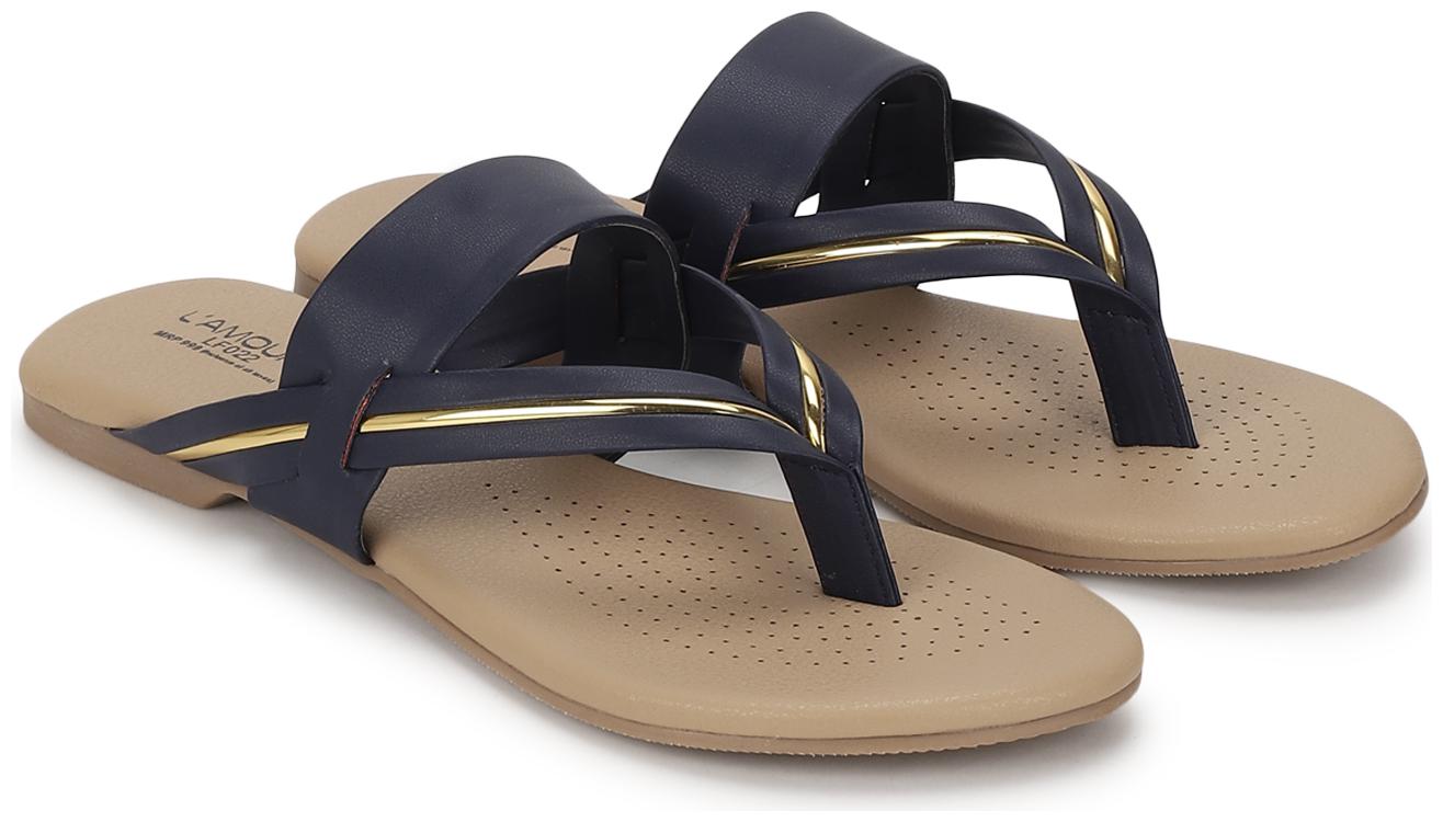 

L AMOURE Women Blue One Toe Flats
