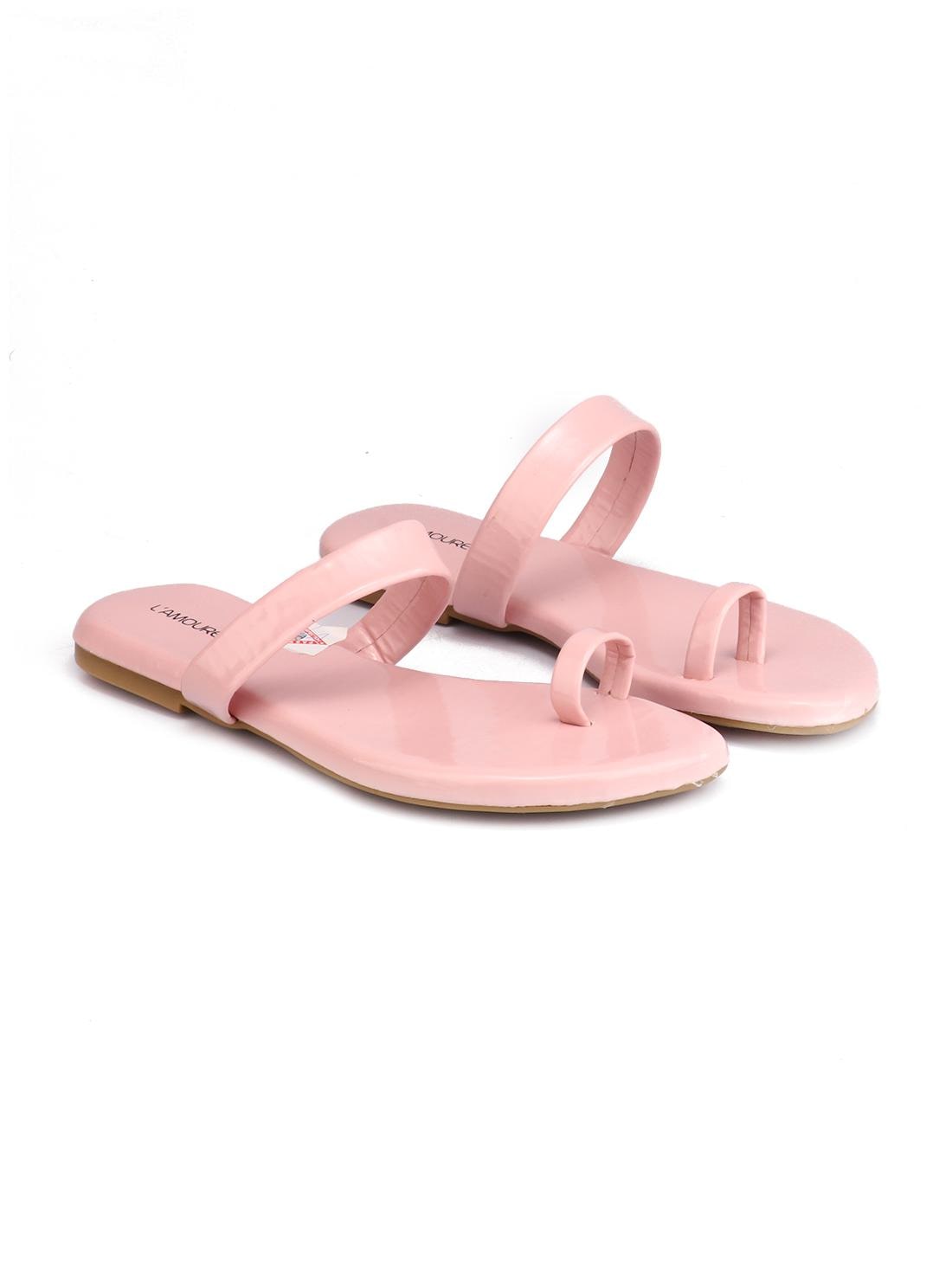 

L AMOURE Women Pink One Toe Flats