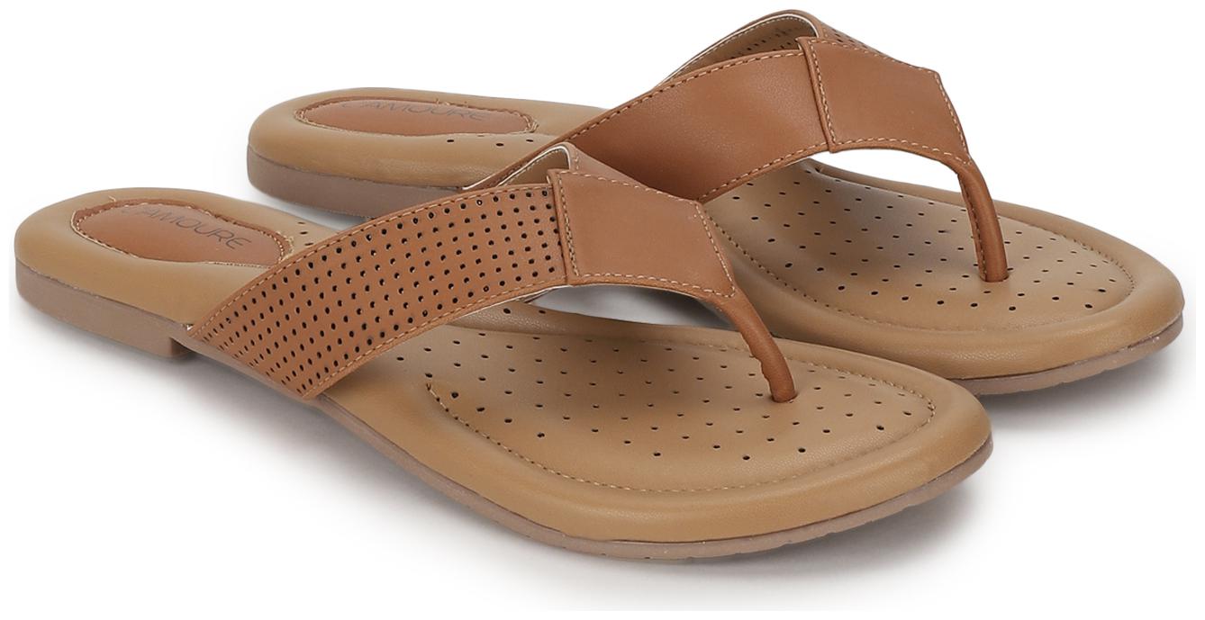 

L AMOURE Women Tan One Toe Flats