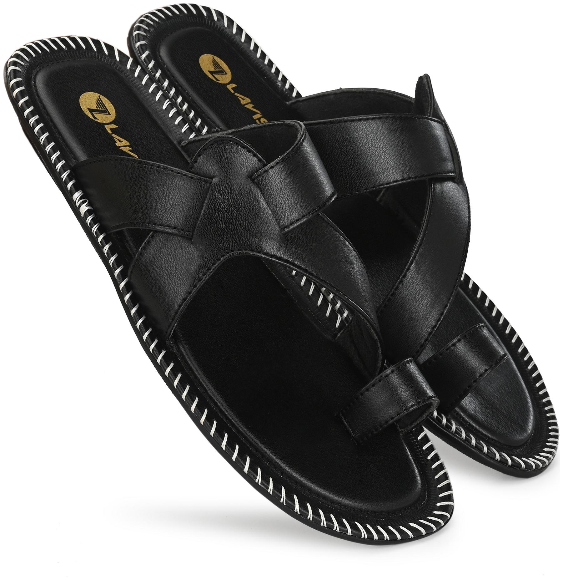 

Lavista Encanto Men s Synthetic Leather Black Soft or Comfortable Slippers Chhapal Floats and Flip-Fops