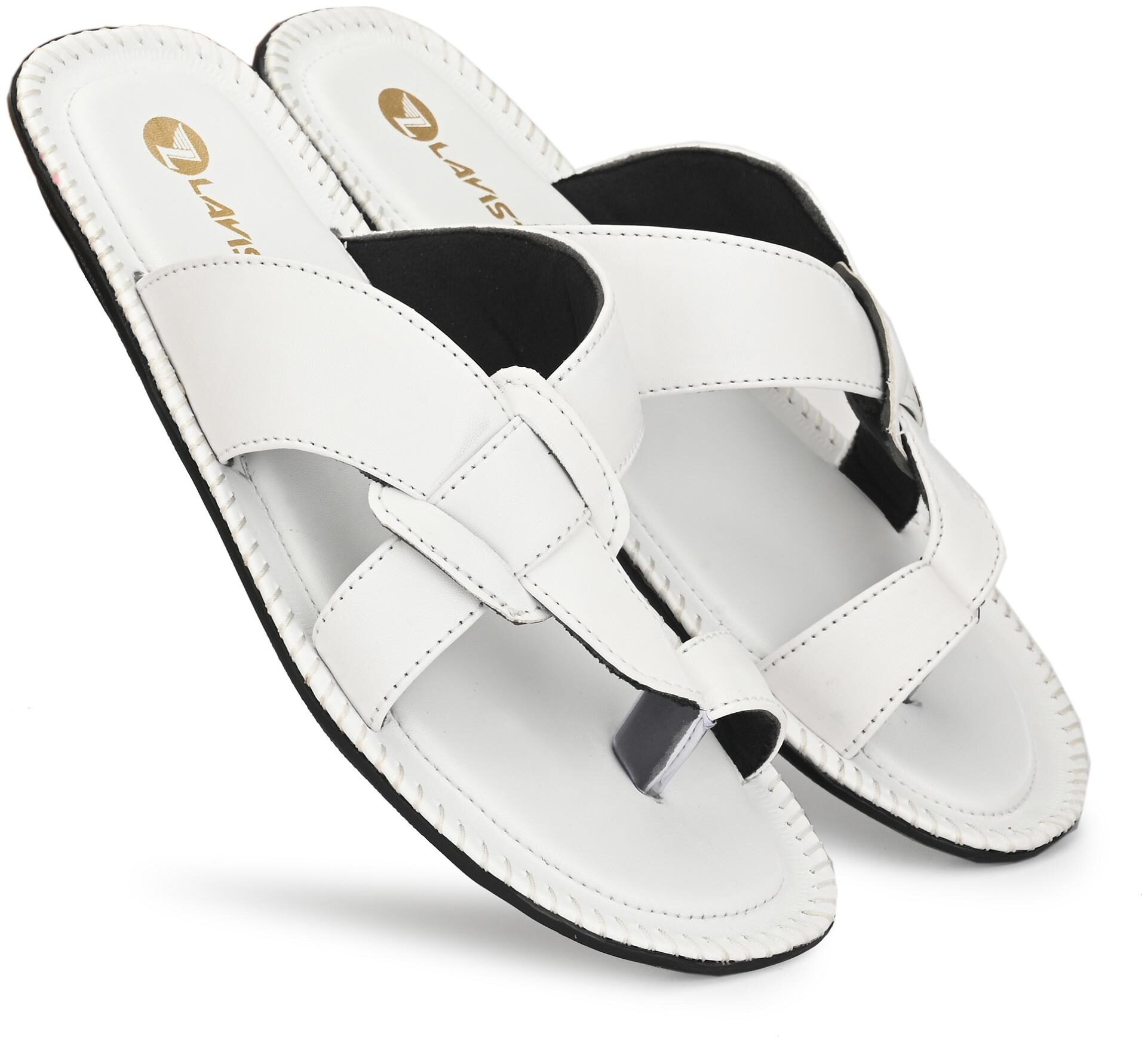

Lavista Encanto Men s Synthetic Leather Black Soft or Comfortable Slippers Chhapal Floats and Flip-Fops