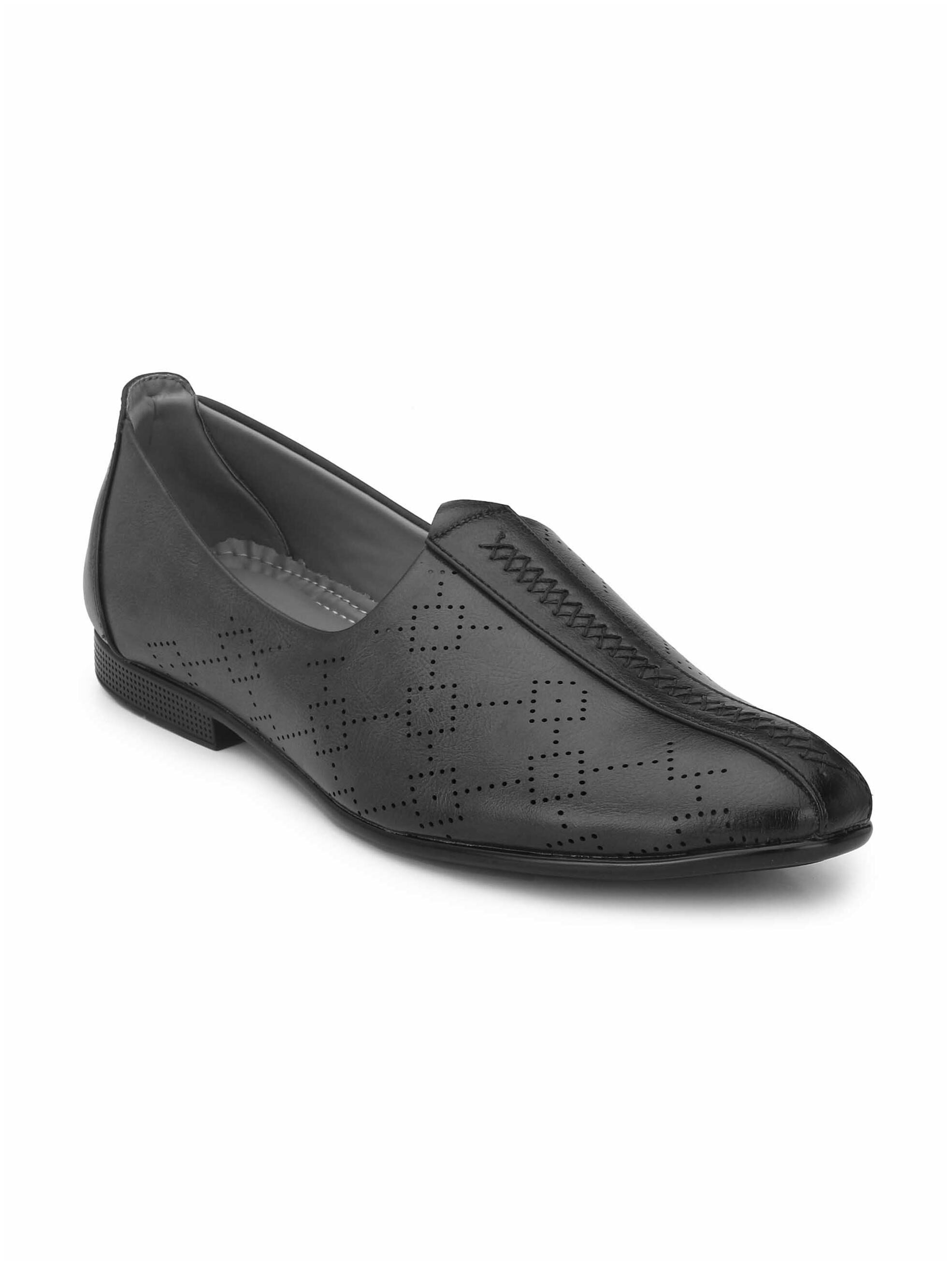 

Levanse Men Black Slip-On Formal Shoes - VK012A