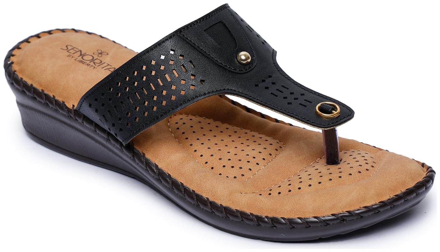 

Liberty Women Black T-Strap Flats