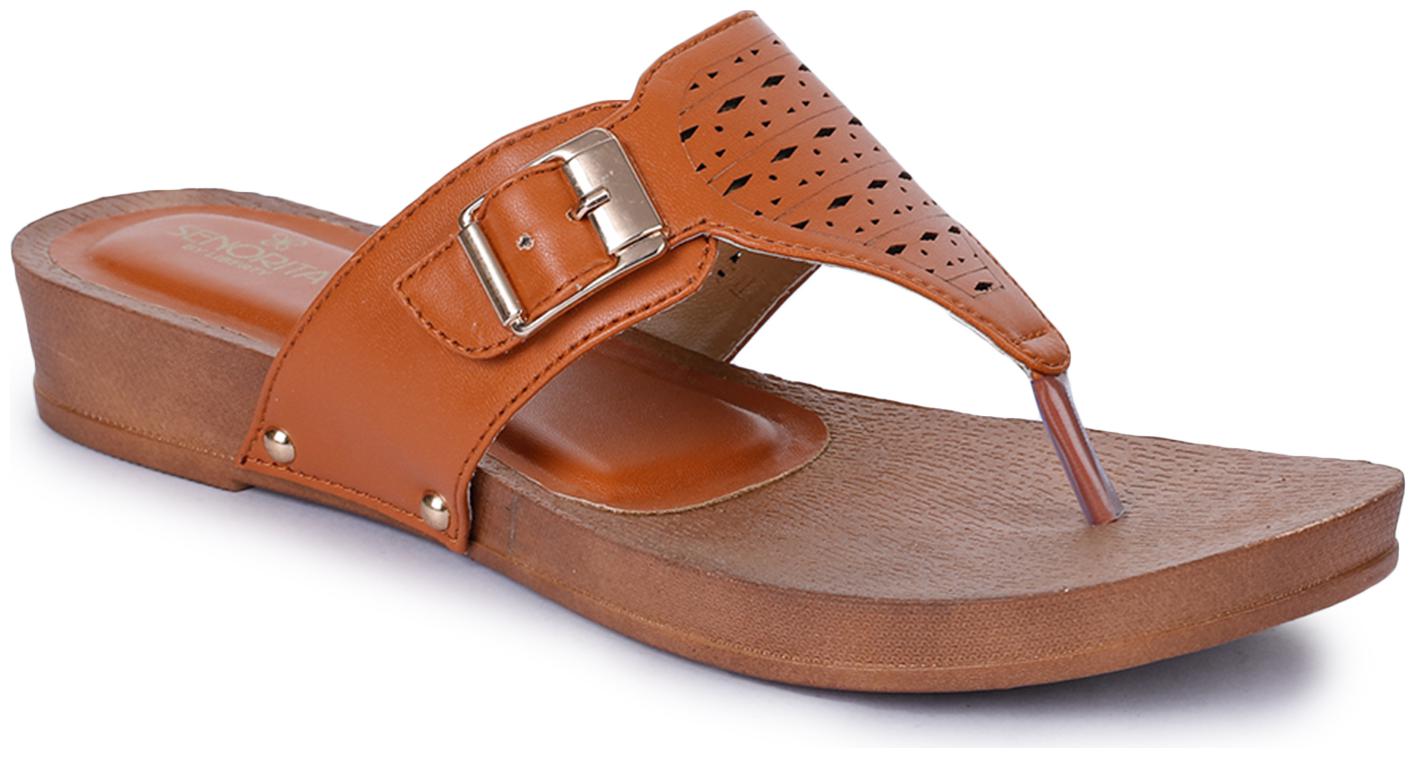 

Liberty Women Tan T-Strap Flats