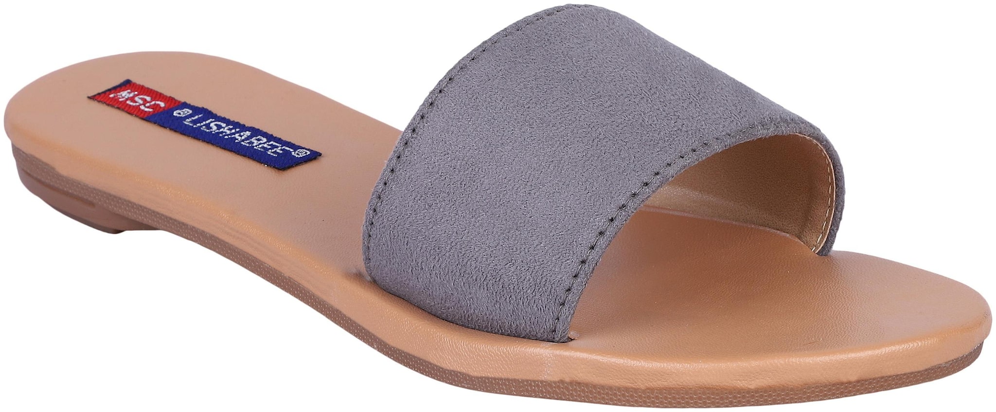 

LISHABEE Women Faux Leather Grey Solid Sandals