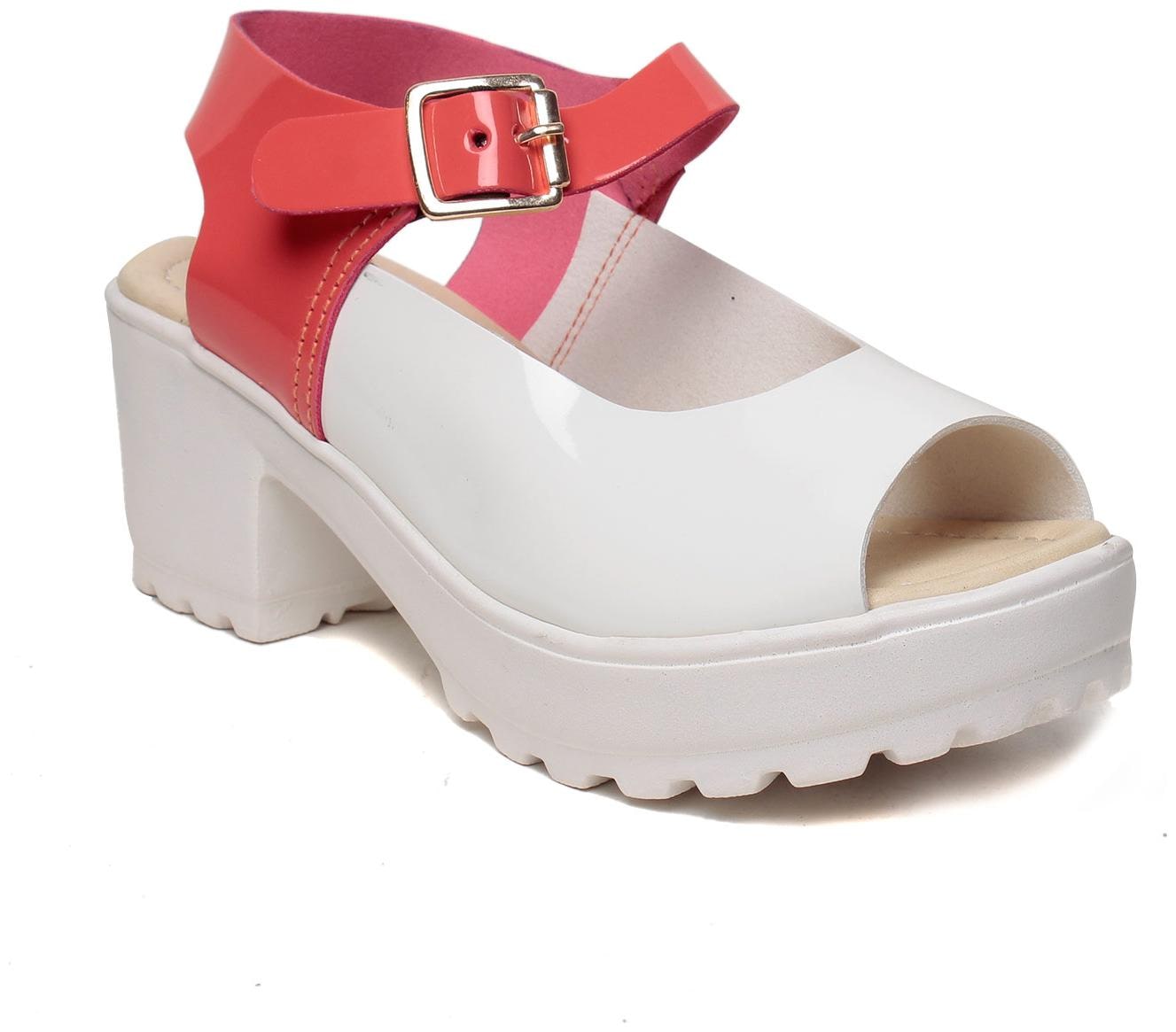 

LISHABEE Women White Heeled Sandals