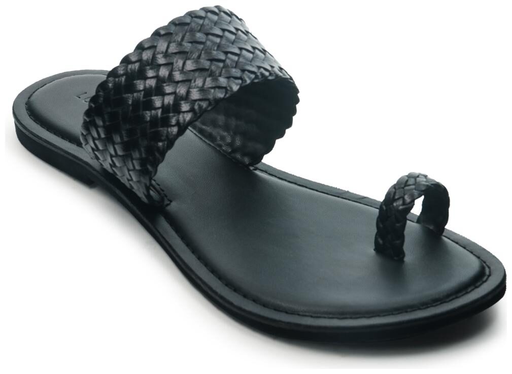 

London Rag Black Weaved One Toe Sandal