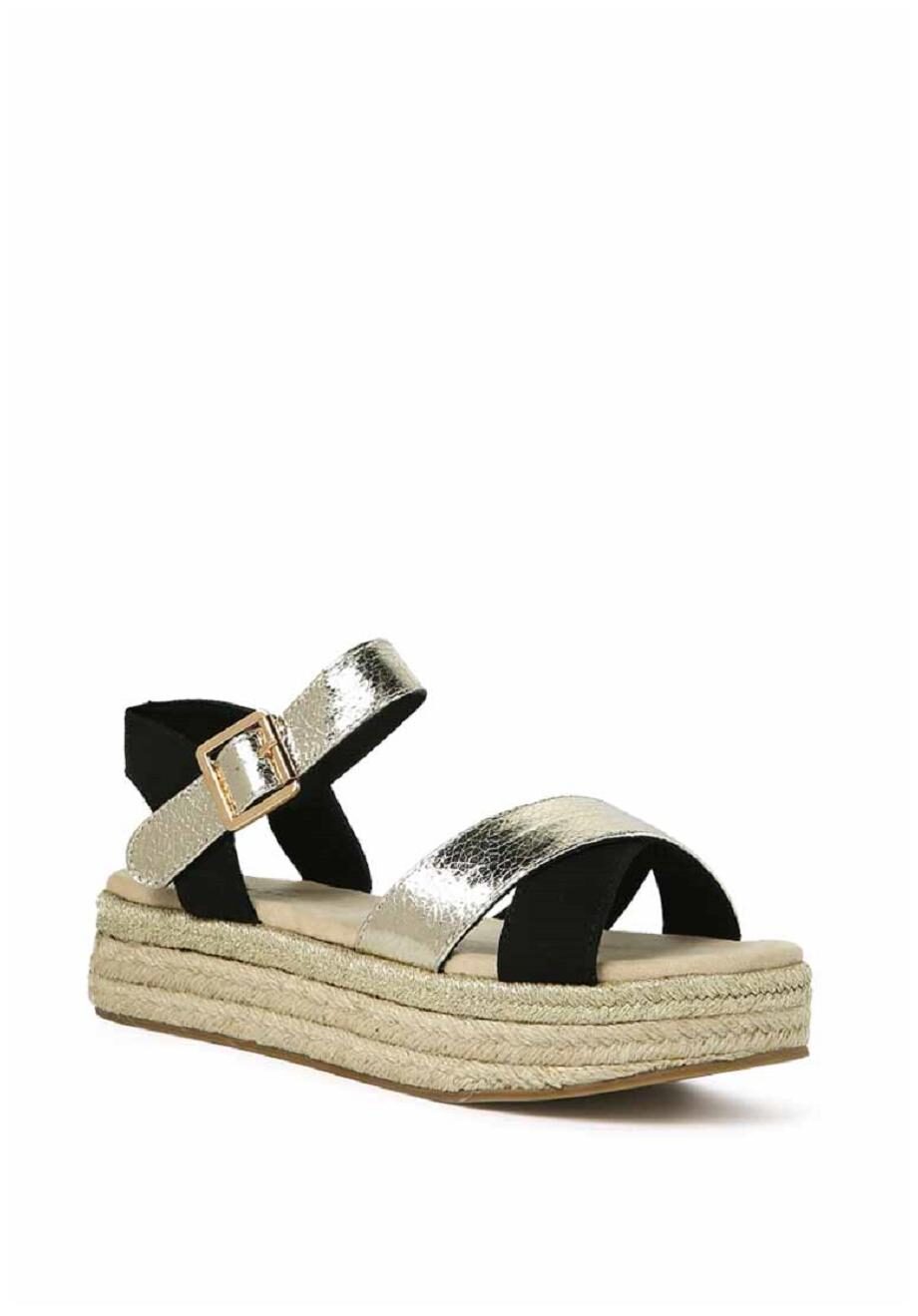 

London Rag Women Black Gold Sandals