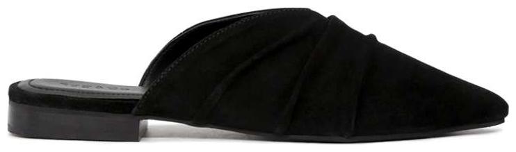 

London Rag Women s Black Suede Melinda Toe Flat Mules