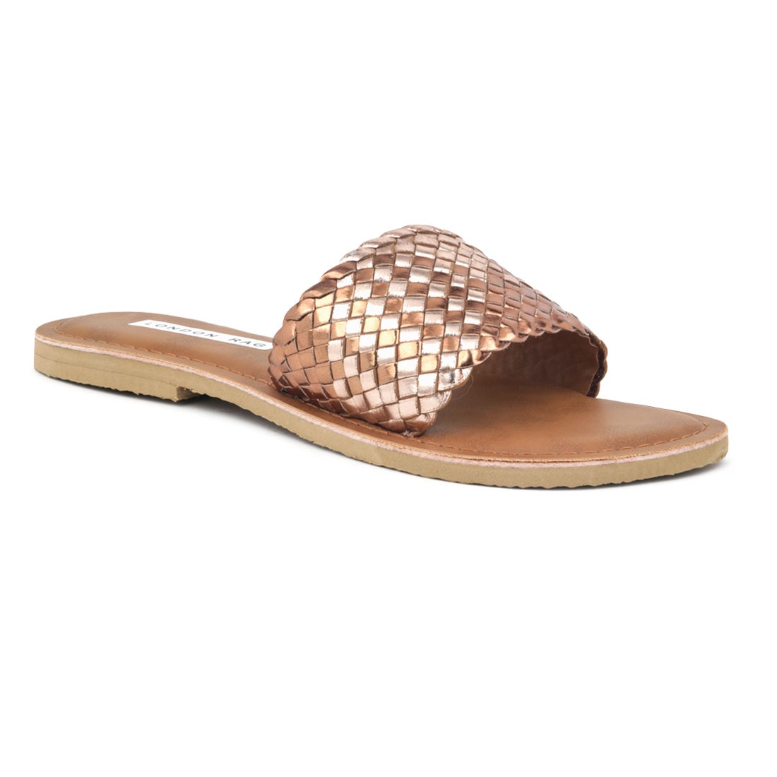 

London Rag Women Bronze Open Toe Flats