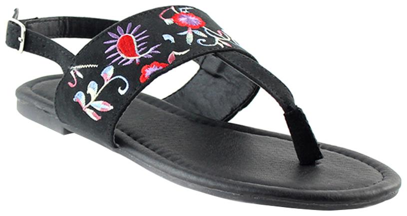 

London Rag Women s Black Printed Flat Sandals
