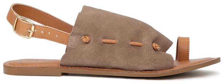 

London Rag Women s Taupe Suede Leather Back Strap Fran Flat Sandal