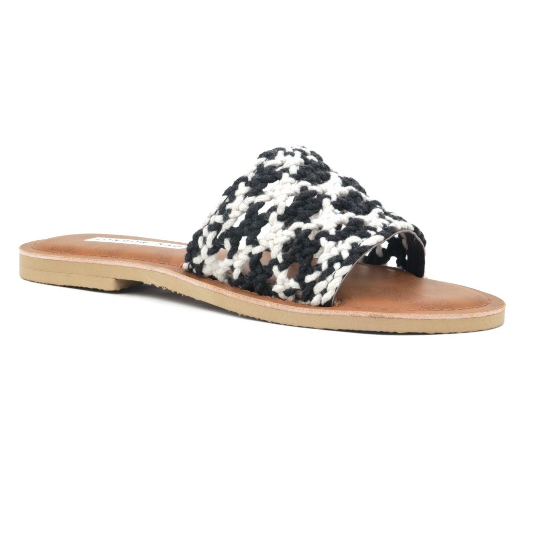 

London Rag Women Black White Open Toe Flats