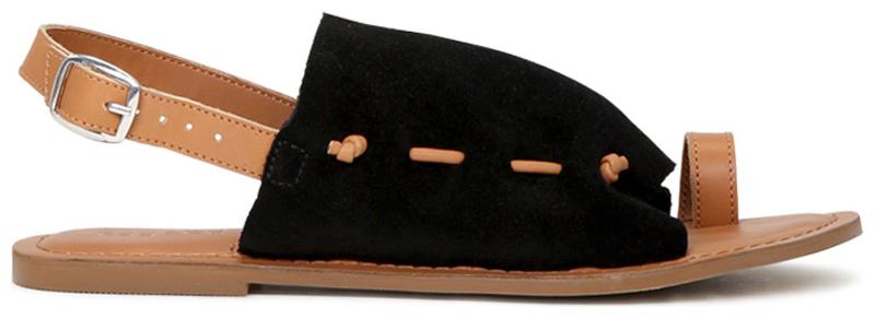 

London Rag Women s Black Suede Back Strap Fran Flat Sandal