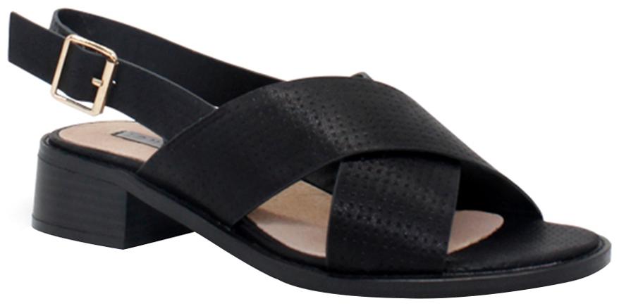 

London Rag Women s Black Cross Strap Slingback