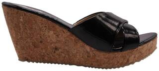 Lush Women's Heel Wedges Trendy Premium Design Party and Office Wear Girls Heel Wedges (Black)