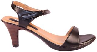 Lush Women's Heel Sandals Trendy Premium Design Party and Office Wear Girls Heels fashion Slippers (Black)