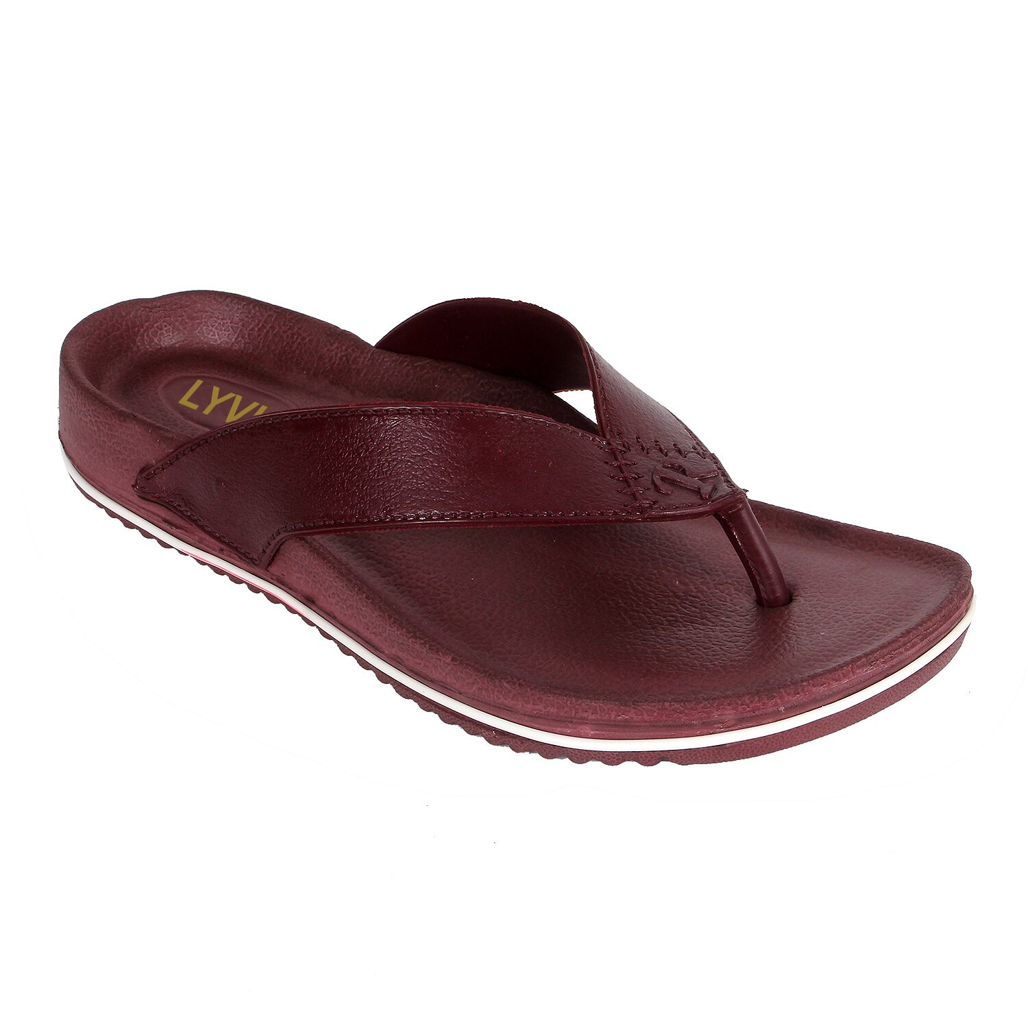LYVI Brown & White V Shape Slippers for Men