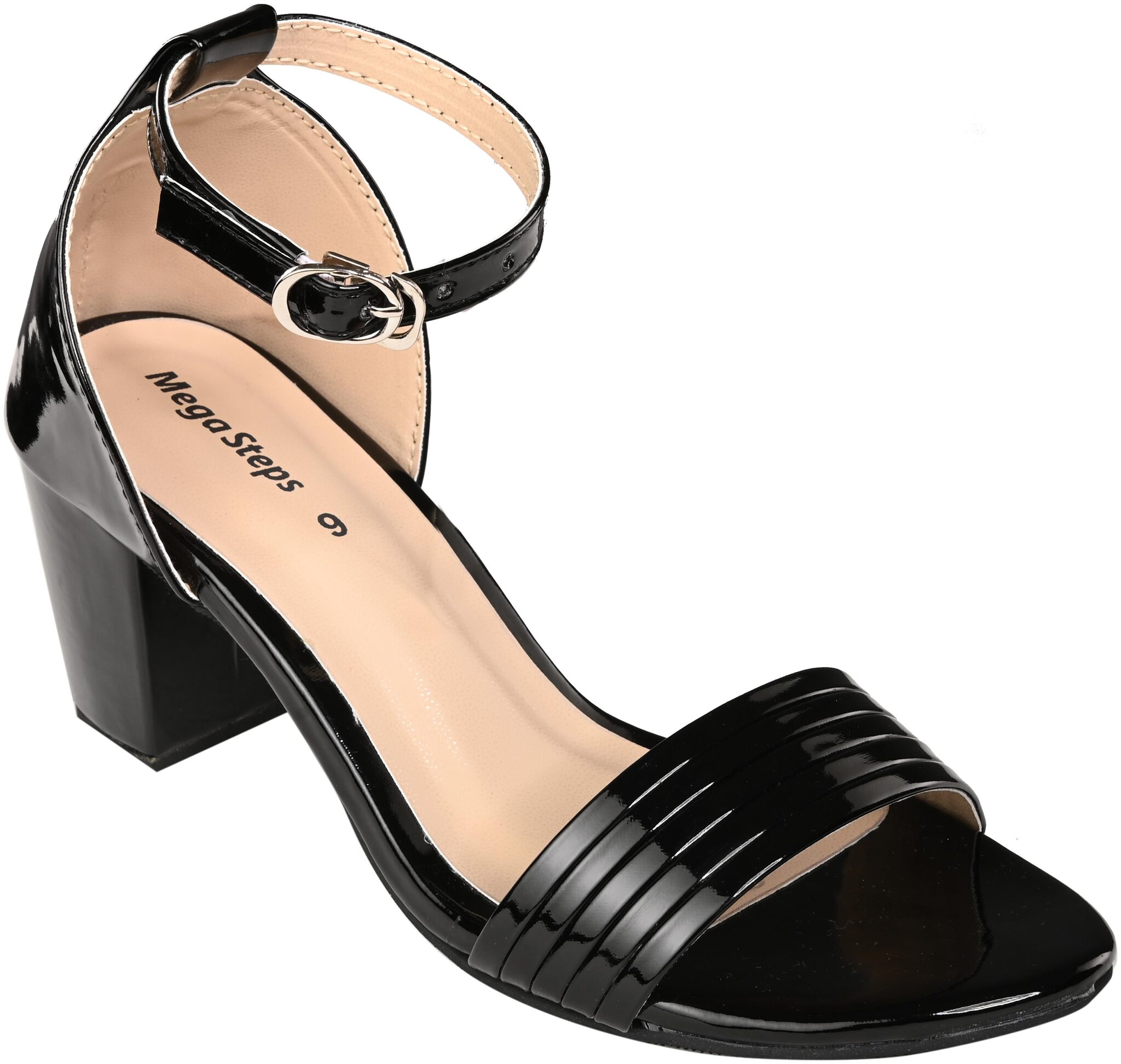 

Mega Steps Women Black Heeled Sandals