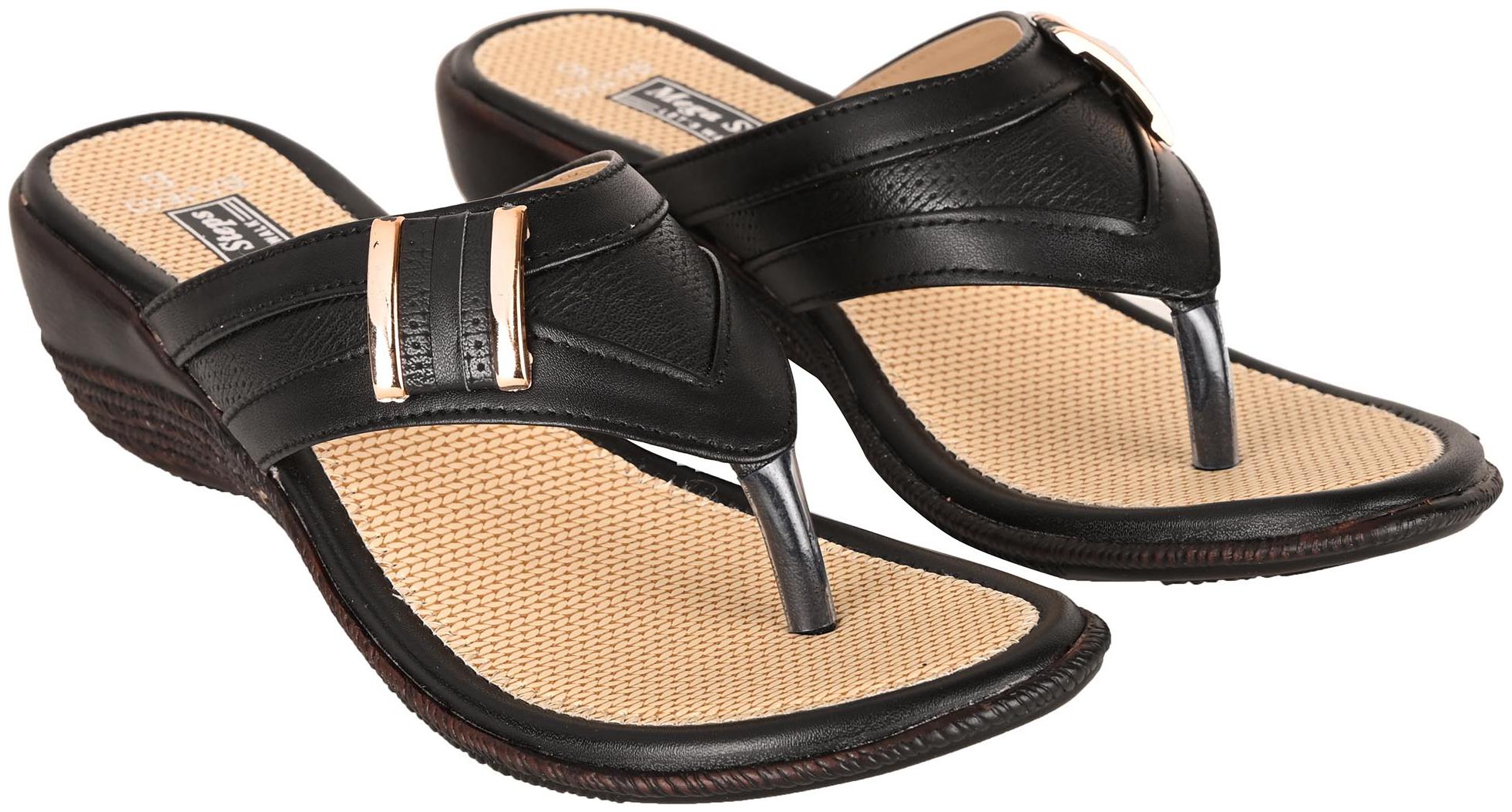 

Mega Steps Women Black Heeled Sandals