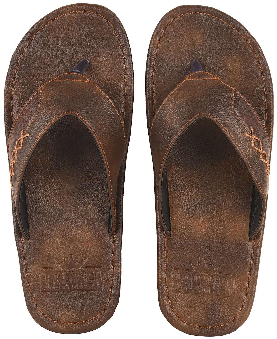 

DRUNKEN Mens Cherry Braid Strap leather flip flop slippers Size UK Ind - 9