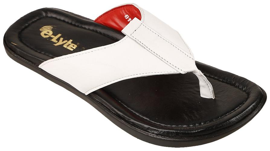 

E-Lyte Men s leather flip-flop EST-81051 white n black