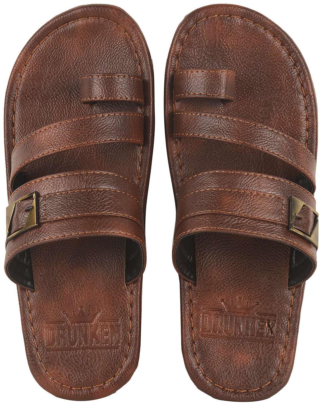 

DRUNKEN Mens Slip On Ring Toe synthetic outdoor sandals Cherry Size UK Ind - 6
