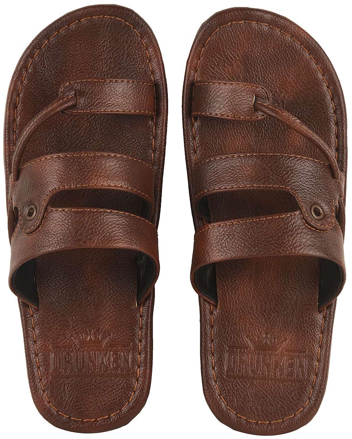 

DRUNKEN Mens Synthetic leather sliders Flat Toe Sandals Cherry Size UK Ind - 11